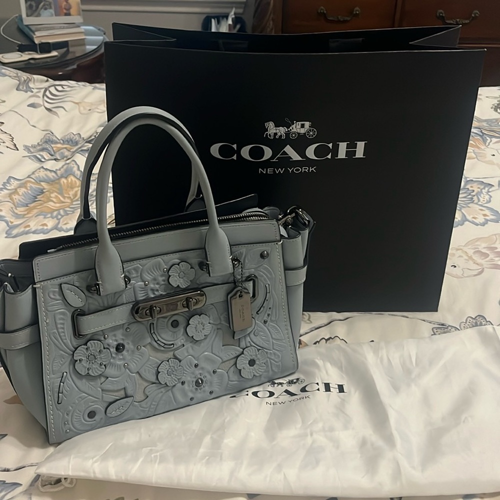 Coach small satchel flowers embossed Final Price